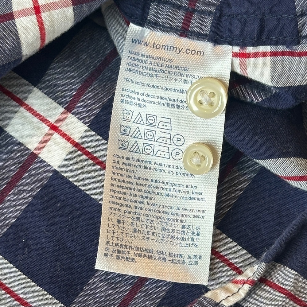 Tommy Hilfiger Classic Fit Buttondown Shirt Blue Plaid Check Men’s XLT - Picture 5 of 5